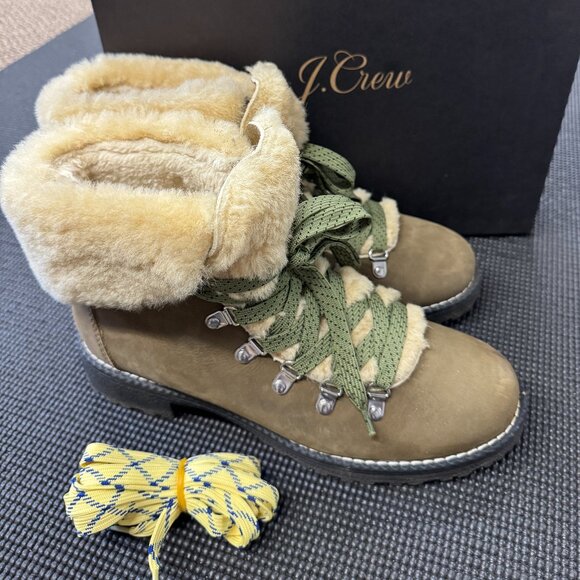 JCrew Women's Suede Shearling-Lined Winter Boots Size 10 - Picture 1 of 7